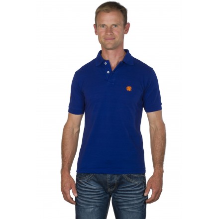 Polo racing homme coton uni bleu électrique