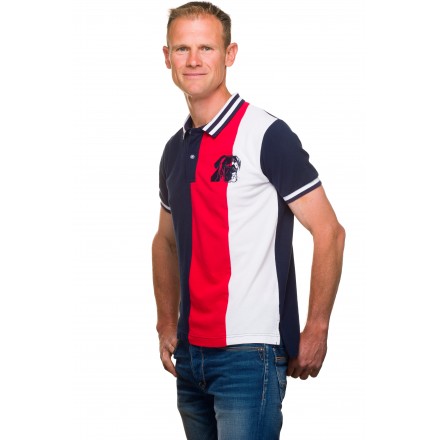 Polo racing homme coton piqué tricolore brodé