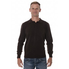 Pull homme yak col polo marron