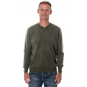Pull cachemire homme col V gris anthracite