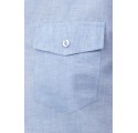 Chemise coton lin homme bleu manches courtes
