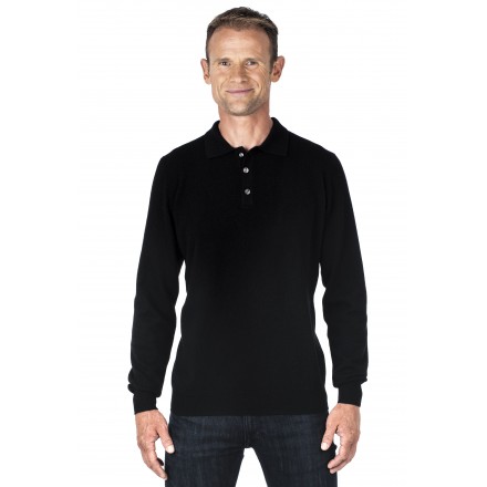 Pull cachemire homme col polo noir