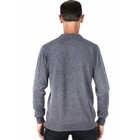 Pull col polo cachemire homme 100% gris