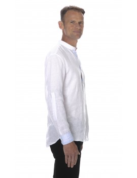 Chemise en lin col mao blanche style tunisien homme