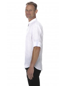 Chemise lin col mao blanche pour homme