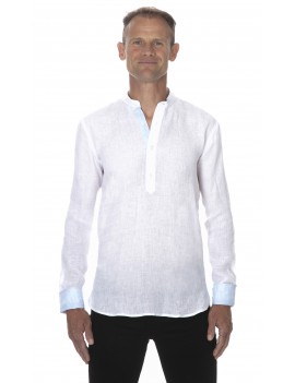 Chemise homme lin col mao style tunisien blanche