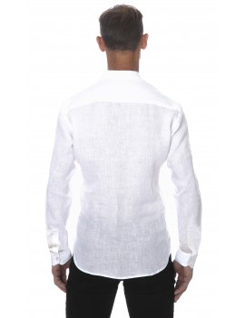 Chemise en lin blanche col mao style tunisien homme
