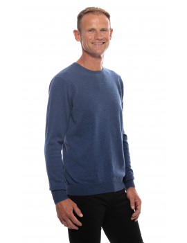 Pull cachemire omme col rond bleu