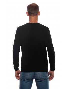 Pull homme cachemire col rond noir