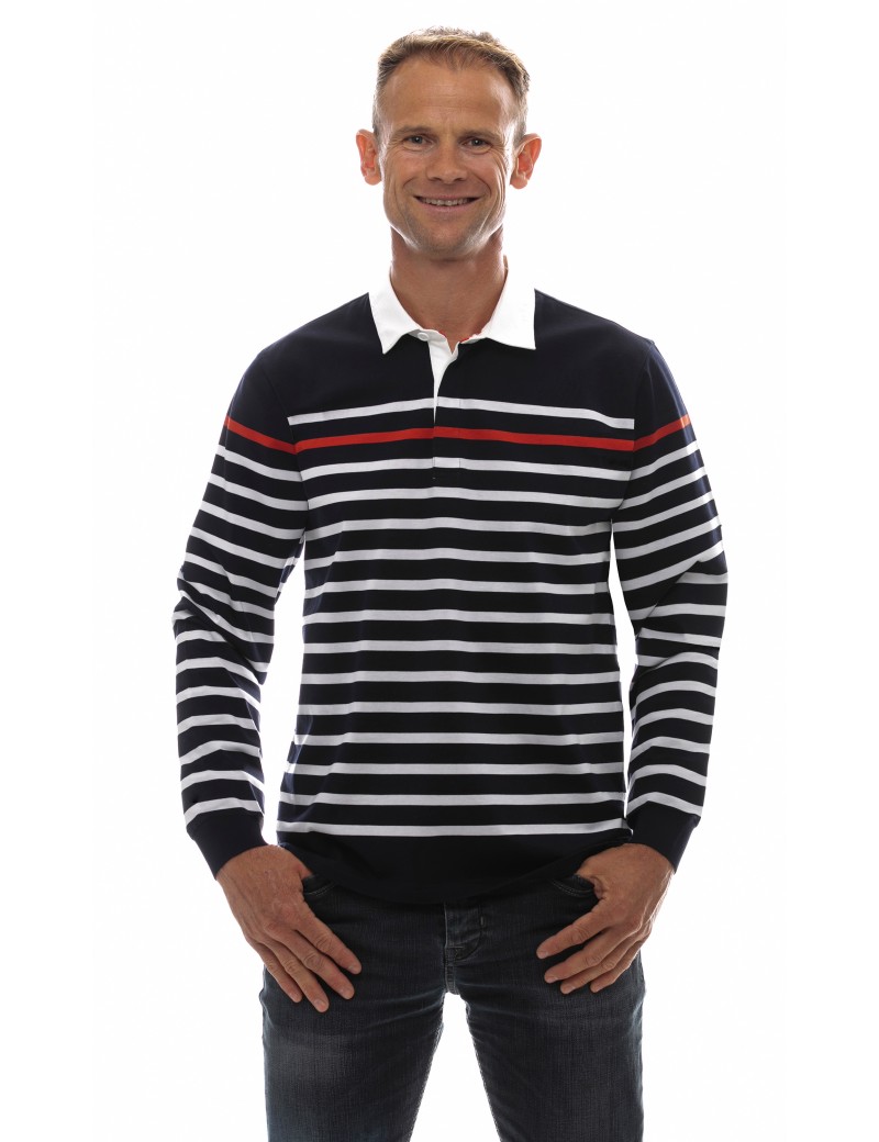 Pull cachemire homme col rond marin rayé - Ugholin