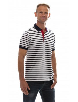 T-shirt marinière homme col polo manches courtes