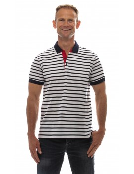T-shirt marinière homme col polo manches courtes