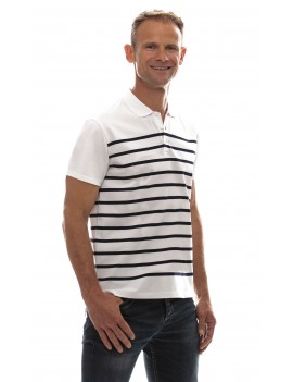 T-shirt marinière homme jersey col polo manches courtes