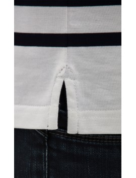 Polo marinière homme jersey coton manches courtes blanc