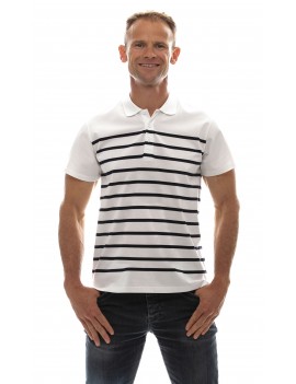 T-shirt polo marinière homme jersey col polo manches courtes
