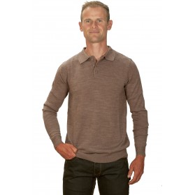Pull cachemire homme 50% col polo beige