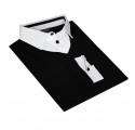 Pull-chemise homme col V noir/blanc