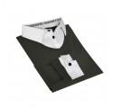 Pull-chemise homme col V Gris/Blanc