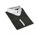 Pull-chemise homme col V Gris/Blanc